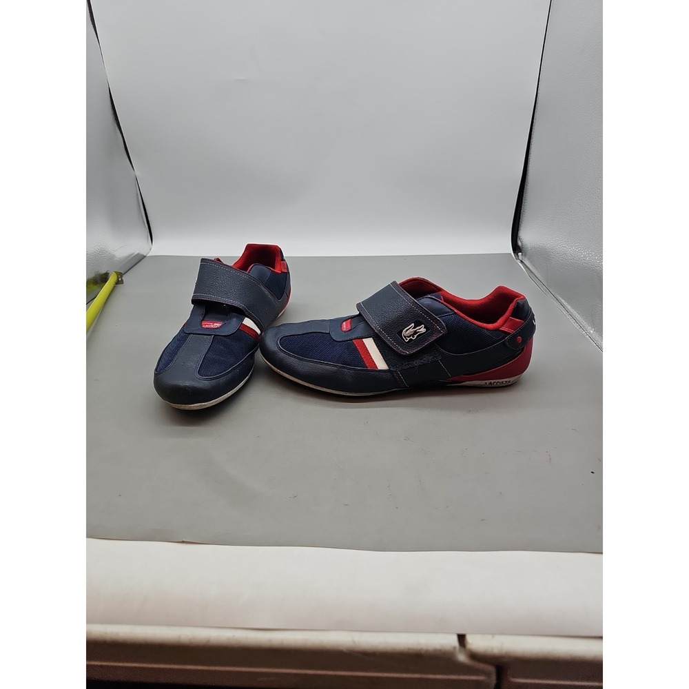 Lacoste Mens Misano Strap‎ Leather Synthetic Shoes Navy Blue  Red Size 12